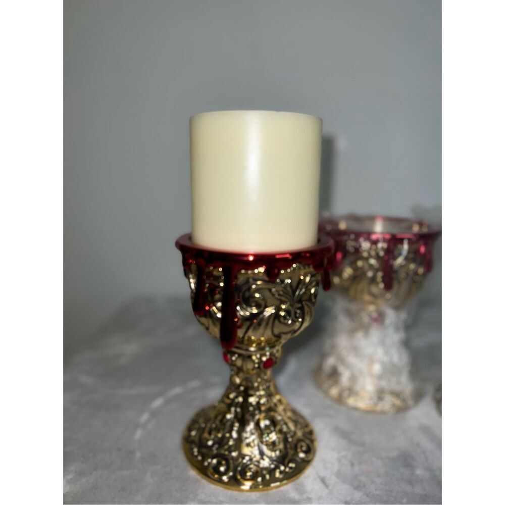 Lot of 3 Bath & Body Works Chalice Cup 3 Wick with Candle Holder 2023 Halloween - Picture 5 of 6